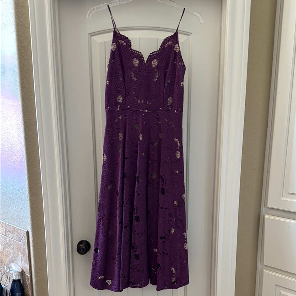 Purple Lace Midi Dress